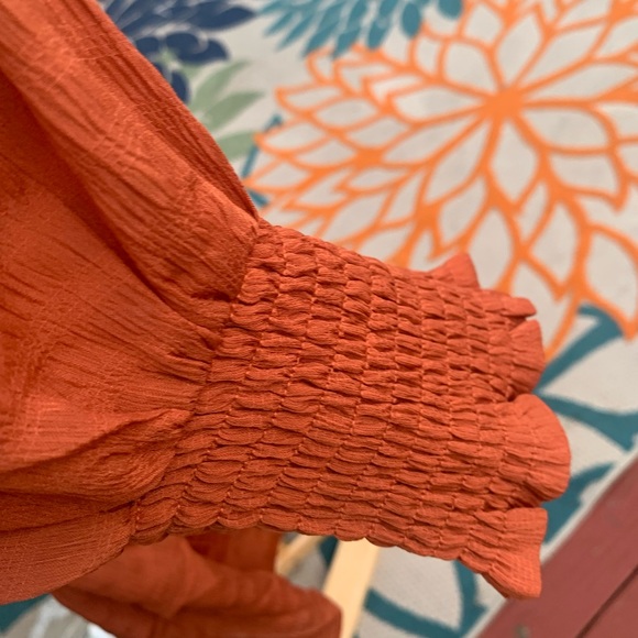 4/$15 NWOT Storia Terracotta smocked bodycon dress - Picture 6 of 7